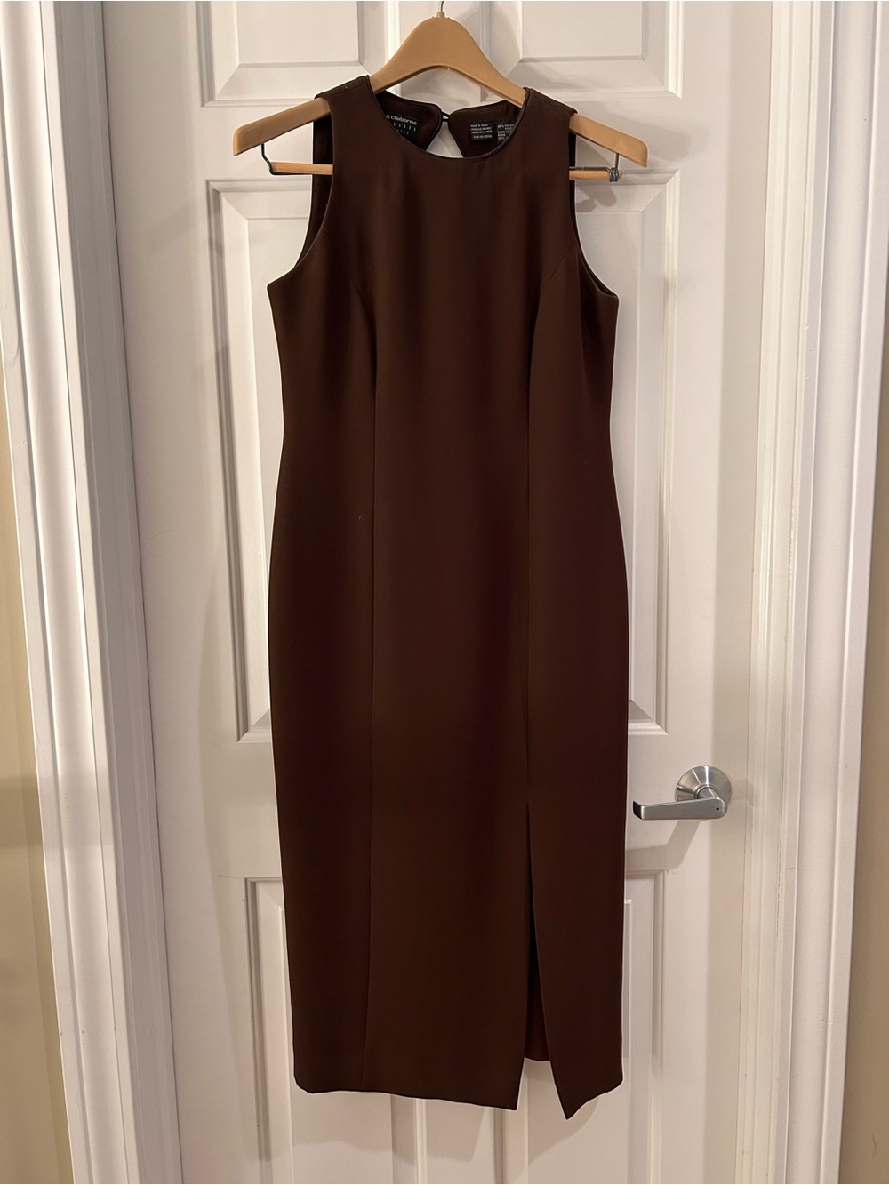 Liz Claiborne Sleeveless Chocolate Brown Midi Sheath Dress